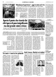 Aperto il ponte che ricorda Gei &laquo;Un`opera di peso insignificante ma