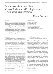 Per un anarchismo attualista. Murray Bookchin: dall`ecologia sociale