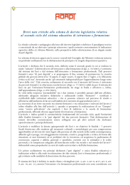 Brevi note critiche allo schema di decreto legislativo relativo al