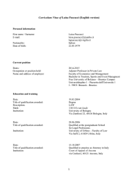 Curriculum Vitae of Luisa Pascucci (English version) 1