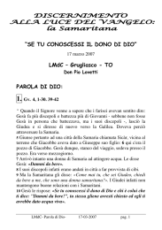 “SE TU CONOSCESSI IL DONO DI DIO” LMdC – Grugliasco