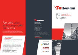 Puoi unirti ad un ambizioso progetto per Vicenza Pu&ograve; cambiare le