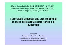 I principali processi che controllano la chimica delle acque