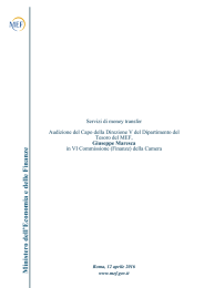 Servizi di money transfer Audizione del Capo della Direzione V del