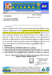 Spett. Socio R.I.V.A.R.S. Caro Socio, desidero ricordarTi che al 31