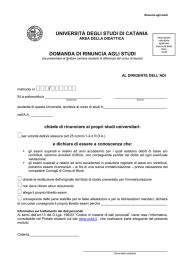 Domanda rinuncia agli studi - Universit&agrave; degli Studi di Catania