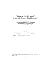 “Simmetria, giochi di specchi” in un curriculum per i futuri insegnanti∗