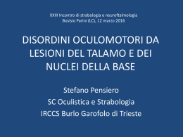 disordini oculomotori da lesioni del talamo e dei nuclei della base