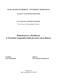 Laura Manganelli – Homelessness e Residenza. L`iscrizione