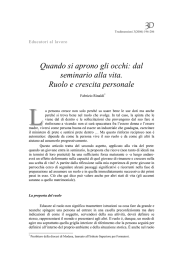 Quando si aprono gli occhi: dal seminario alla vita. Ruolo e crescita