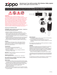 Istruzioni per l`uso dell`accendino OUL (Outdoor Utility