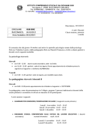 La psicologa riceverà: La pedagogista riceverà i docenti il