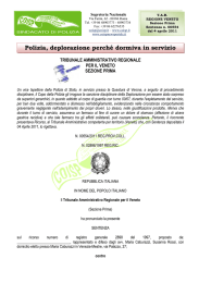 Polizia, deplorazione perch&eacute; dormiva in servizio