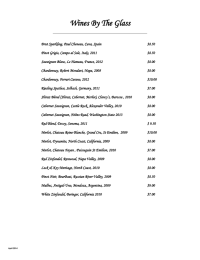 Wines By The Glass - The Leopard Restaurant