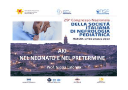 aki nel neonato e nel pretermine - Società Italiana di Nefrologia