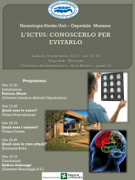 L`ICTUS: CONOSCERLO PER EVITARLO Giovedì 22 novembre