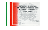 DIPLOMA D` ONORE AL COMBATTENTE PER LA LIBERTA` D