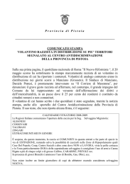 Volantino razzista in distribuzione su più territori segnalato al Centro