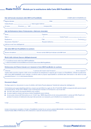 Modulo per la sostituzione della Carta SIM PosteMobile