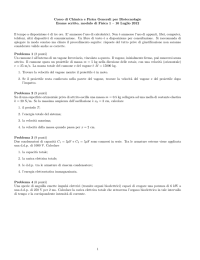 Corso di Chimica e Fisica Generali per Biotecnologie Esame scritto