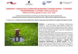 WORKSHOP: “I RAGAZZI DELLE ELEMENTARI INCONTRANO LA