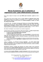 Mense Scolastiche: dal 13 settembre si pagheranno solo i pasti