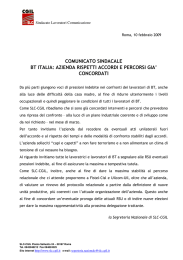 comunicato sindacale bt italia: azienda rispetti accordi e - Slc