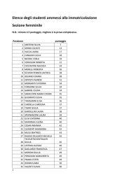 Elenco degli studenti ammessi alla immatricolazione Sezione