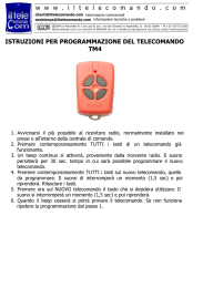 ISTRUZIONI PER PROGRAMMAZIONE DEL TELECOMANDO TM4