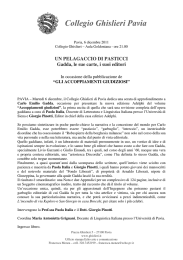 UN PELAGACCIO DI PASTICCI Gadda, le sue carte, i suoi editori