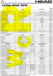 Listino Atleti 15-16 HEAD