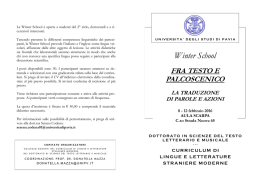 Winter School - Facoltà di Musicologia