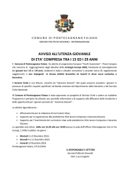 avviso all`utenza giovanile di eta` compresa tra i 15 ed i 29 anni