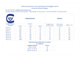 Listino prezzi (in Euro, IVA compresa) per rimessaggio e servizi