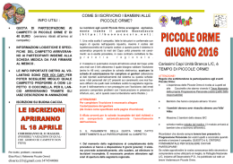 Carissimi Capi Unità Branca L/C, è TEMPO DI PICCOLE ORME