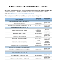 Modalità di ammissione - Facoltà di Ingegneria Civile e Industriale