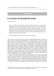 S. Veca, La lezione di Ronald Dworkin, n. 109/2013