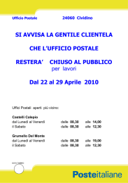 Avviso delle poste - Comune di Castelli Calepio