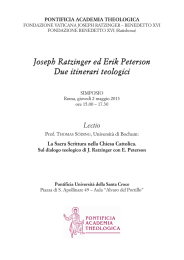 Joseph Ratzinger ed Erik Peterson Due itinerari teologici