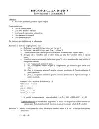 INFORMATICA, A.A. 2012/2013 Esercitazione di Laboratorio 3