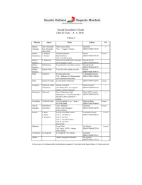 Libri di Testo – A . S. 2016 Scuola Secondaria I Grado Classe I