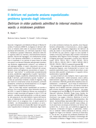 Il delirium nel paziente anziano ospedalizzato: problema ignorato