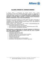 ALLIANZ: PROGETTO &ldquo;DOMANI SERENO&rdquo;