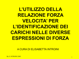 L`UTILIZZO DELLA RELAZIONE FORZA VELOCITA` PER L