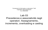 Lab 03 Precedenza e associatività negli operatori. Assegnamento