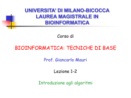 Lezione 1-2 - Bioinformatics and Natural Computing Group