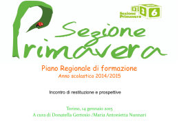 Piano Regionale di formazione Sezioni Primavera