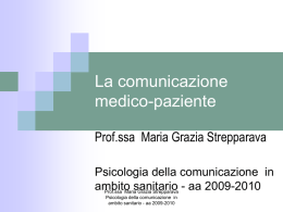 La comunicazione medico-paziente - Facoltà di Medicina e Chirurgia