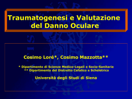 Traumatogenesi e valutazione del danno oculare