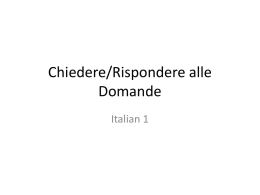 Chiedere/Rispondere alle Domande